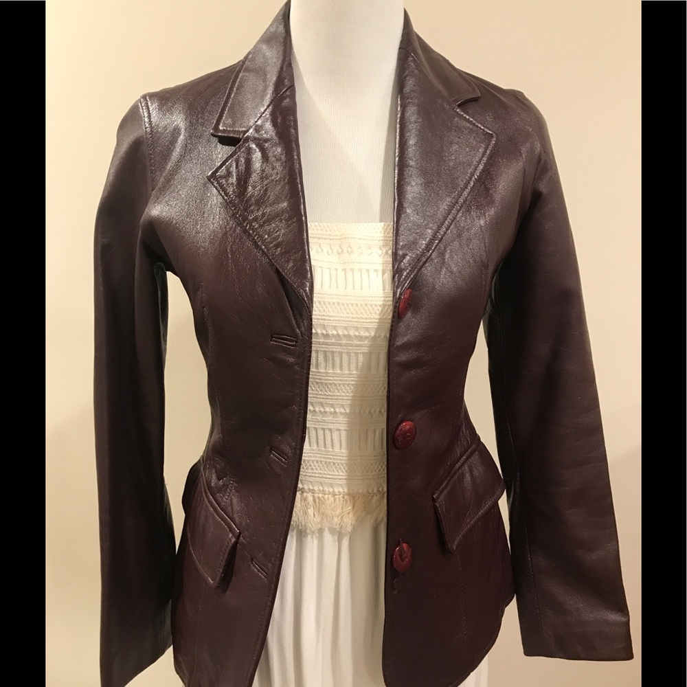 Burgundy Leather Blazer